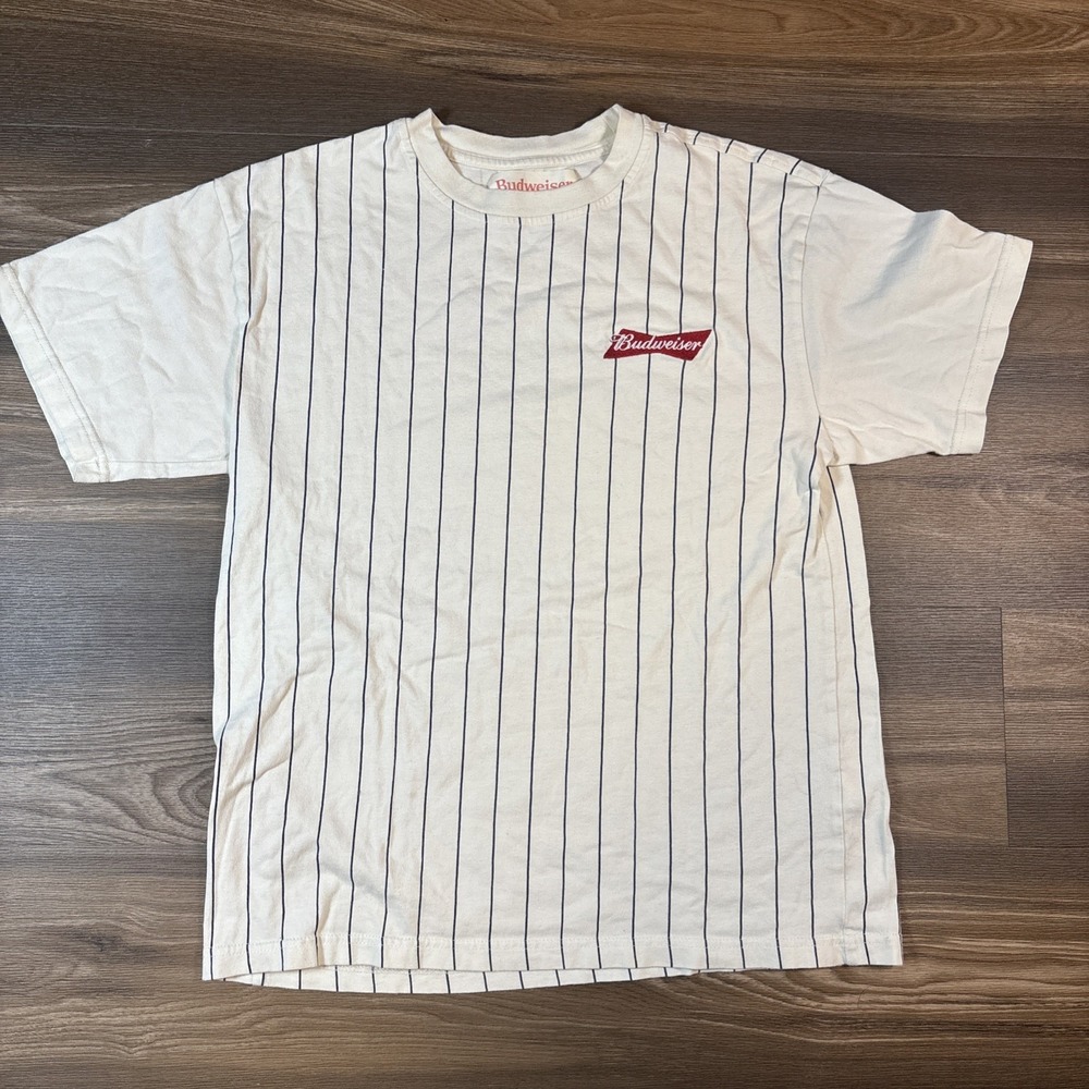 Budweiser By Pacsun Men's Pinstripe Embroidered Logo T Shirt